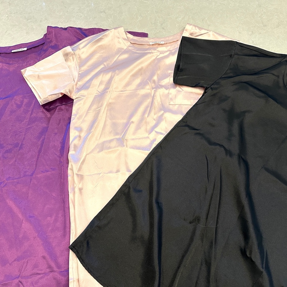 Set of Three Satin Sleep Tshirts